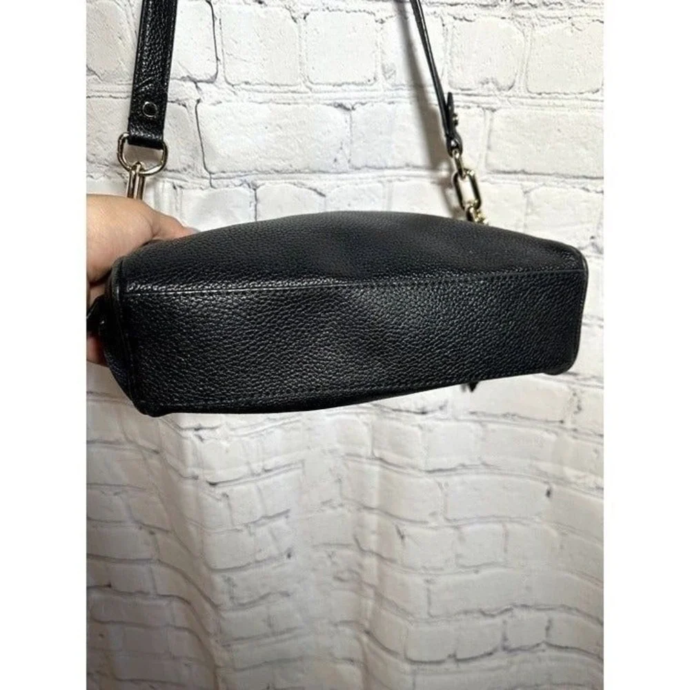 Kate Spade New York Black Pebbled Leather Dual Zip Crossbody Bag Gold Hardware